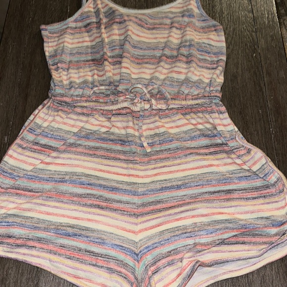 Multi colored striped vintage 70s 80s romper boho L read beach pool retro mod - Picture 4 of 7